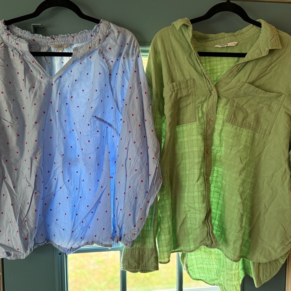 Work Linen Shirt Bundle - Croft & Barrow : Sonoma 1x Plus : Blue & Green